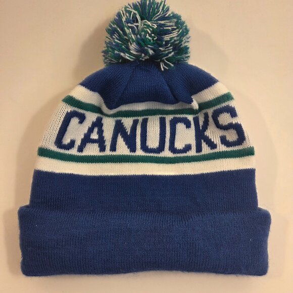 New Era Canucks Pom Beanie, Child Size, Like New - Picture 2 of 5